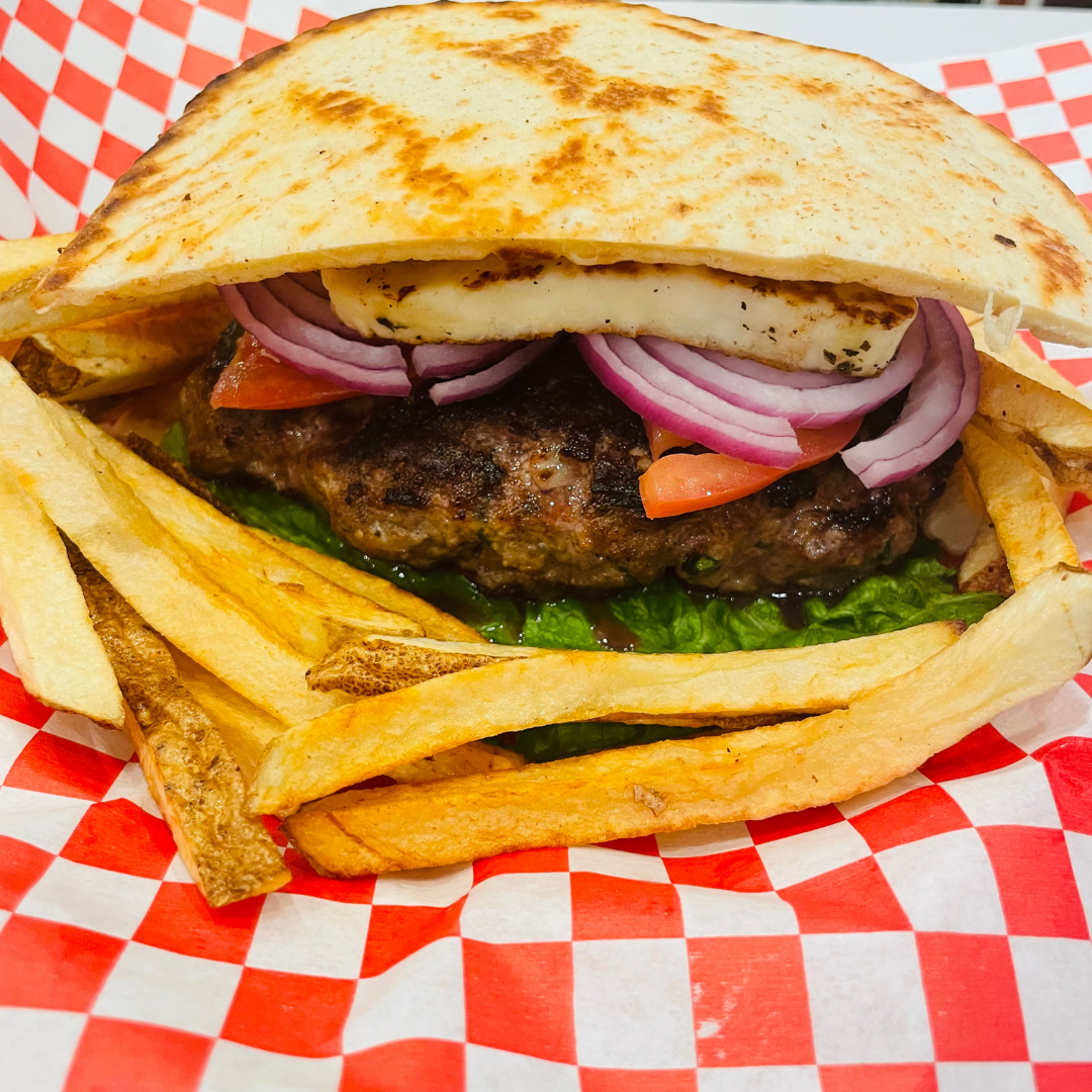 Order Cyprus Burger food online from Gyro Jimmys store, Carle Place on bringmethat.com