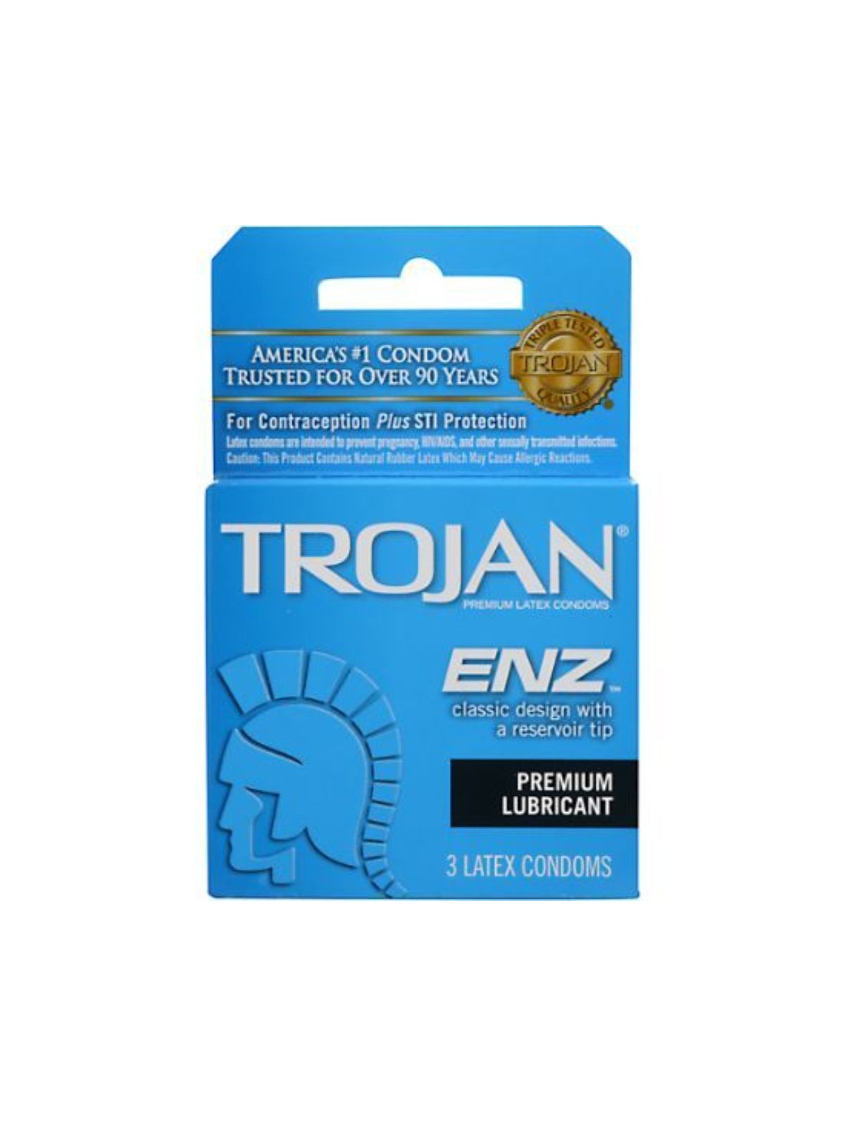 Order Trojan ENZ Classic Lubricated Premium Latex Condoms (3 count) food online from Stock-Up Mart store, Marietta on bringmethat.com