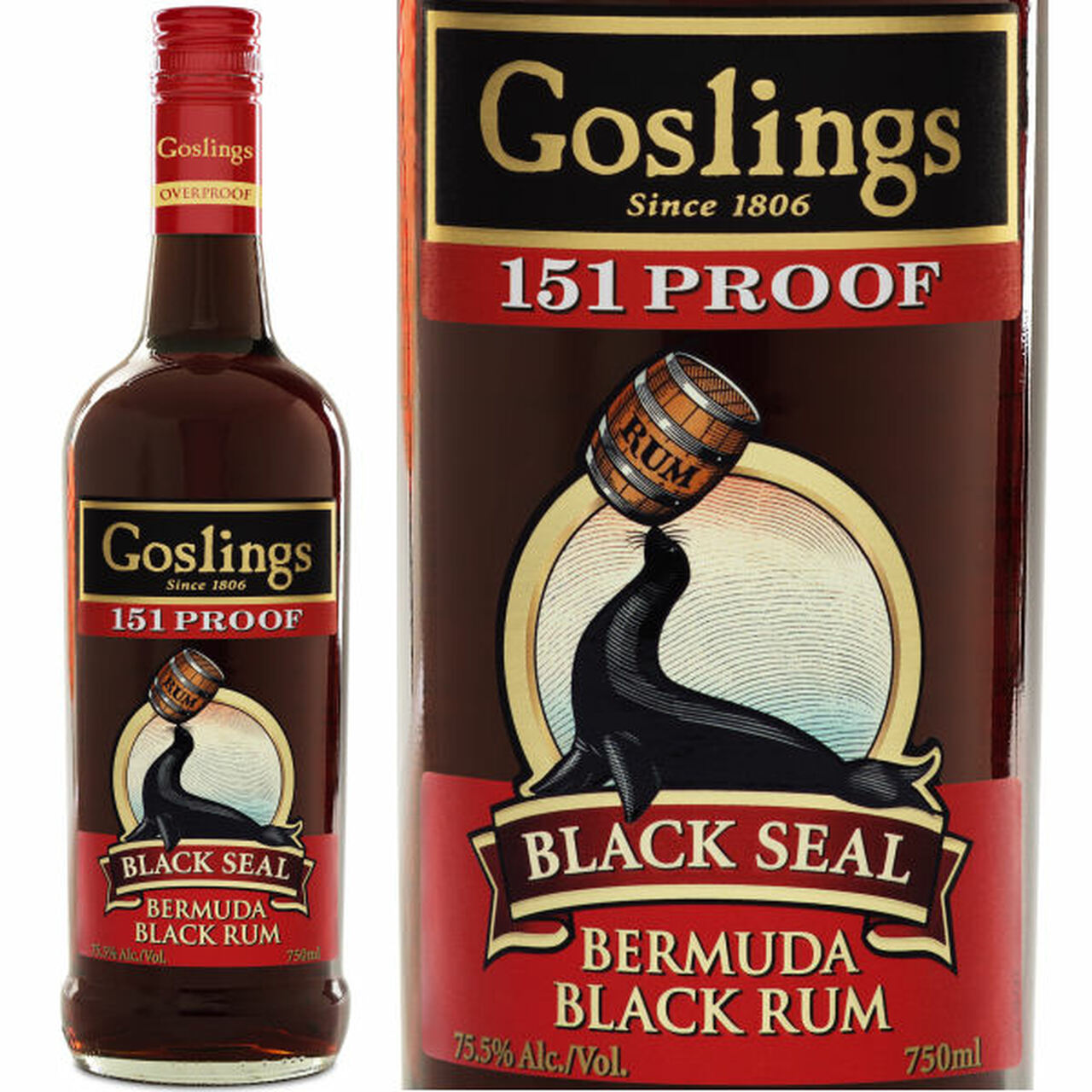 Order Goslings Rum Black Seal 151 Proof  750 ml. food online from Village Wine & Spirits store, Ventura on bringmethat.com