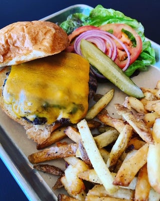 Order Chargrilled Stemple Hamburger food online from Down To Earth Cafe + Deli store, Cotati on bringmethat.com