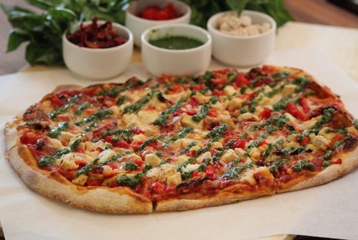 Order Pesto Chicken Pizza food online from New York Pizza store, San Lorenzo on bringmethat.com