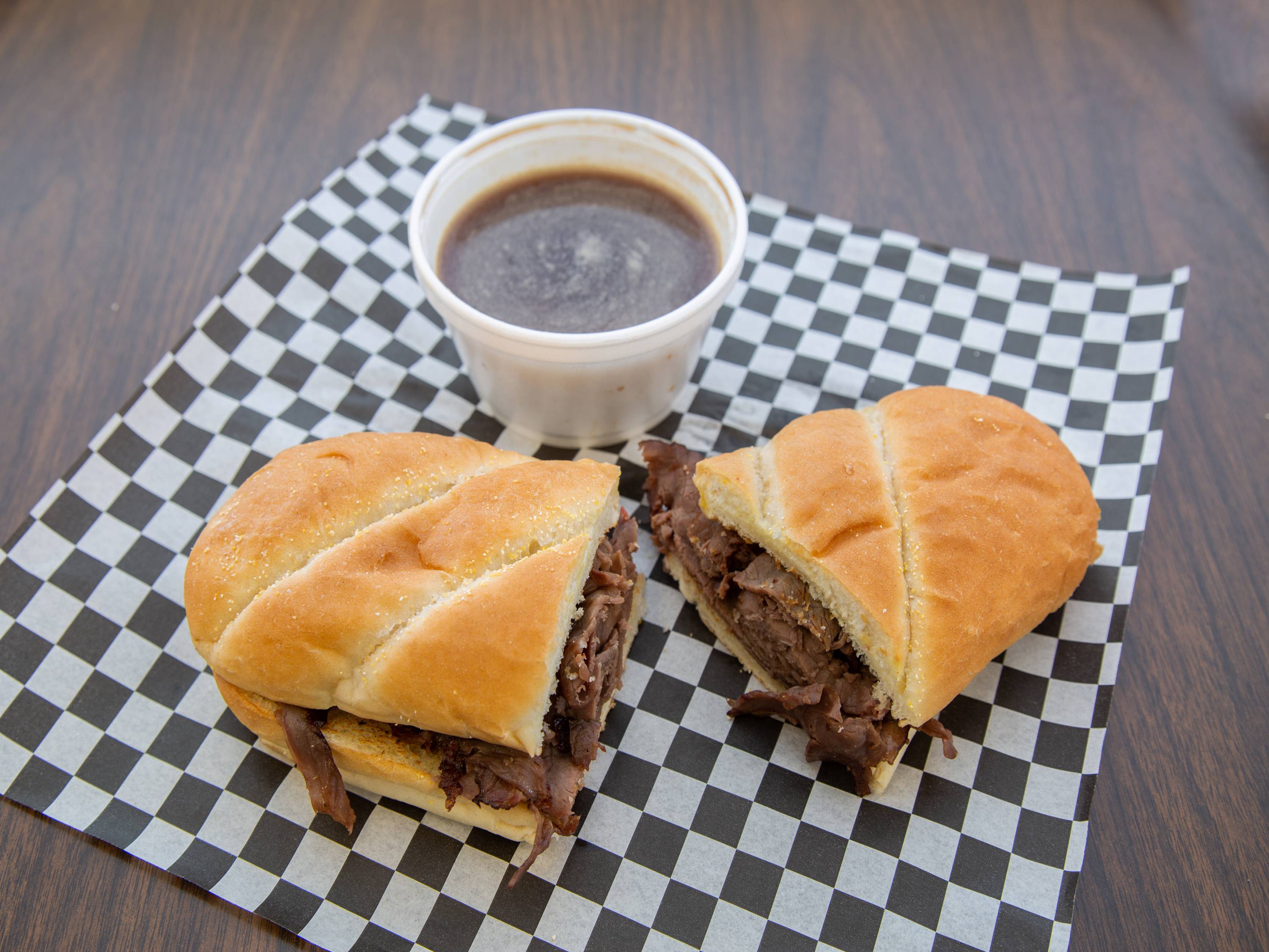 Order French Dip Sandwich with Au Jus food online from Pop 50 Place store, Redding on bringmethat.com