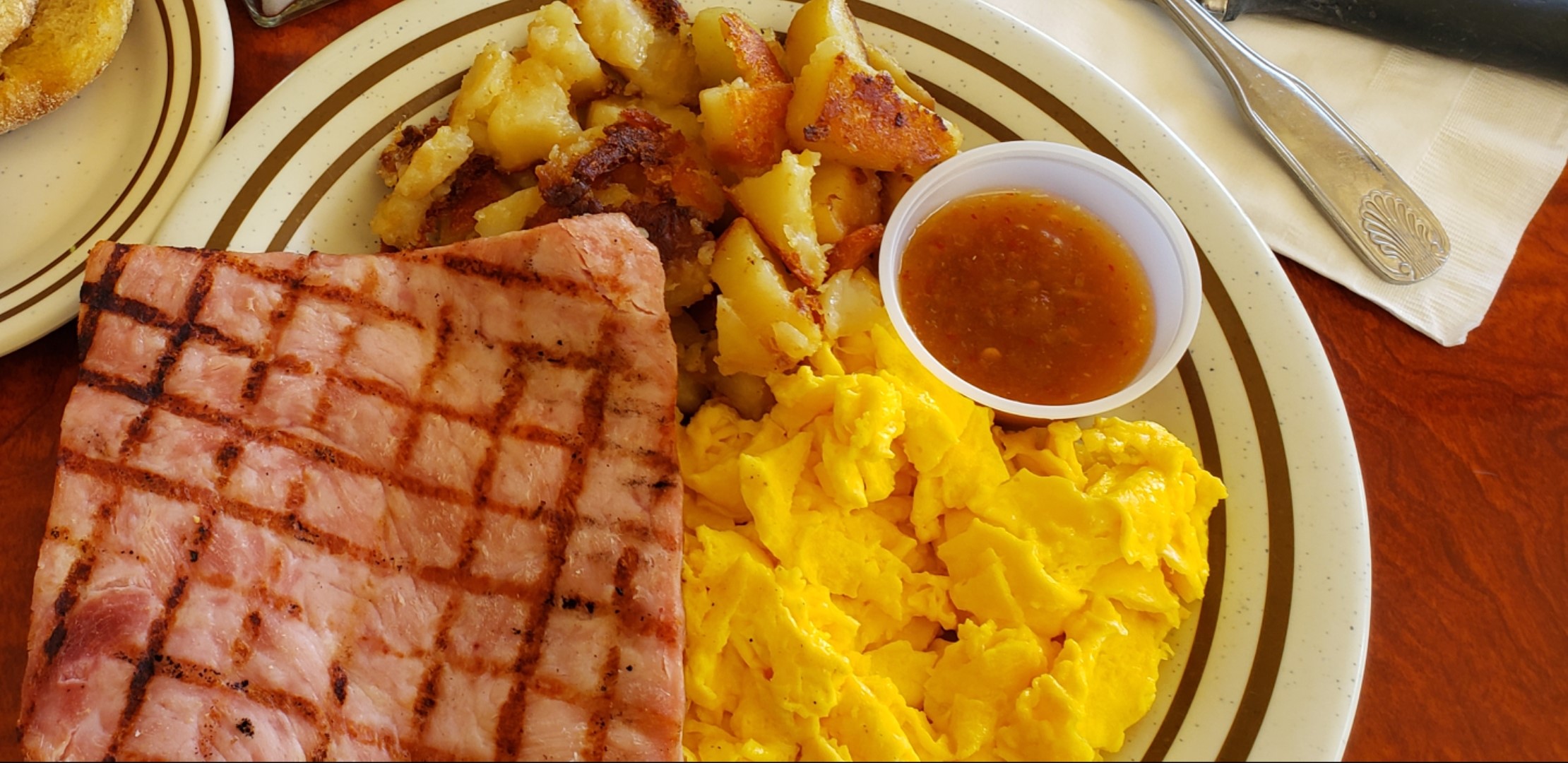Order 3 Eggs with Ham food online from Breakfast Cafe store, Oak Park on bringmethat.com