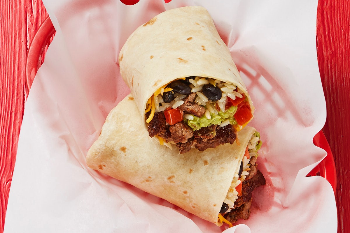 Order Fajita Beef Burrito food online from Fuzzy's Taco Shop store, Granbury on bringmethat.com