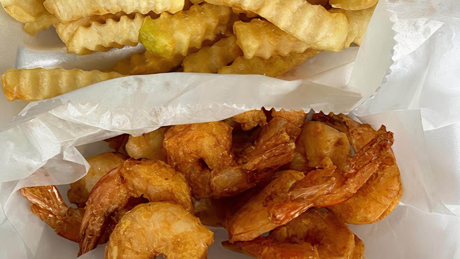 Order Fried Shrimp/Fries food online from V & J Restaurant Afro-Caribbean And American Food store, Atlanta on bringmethat.com