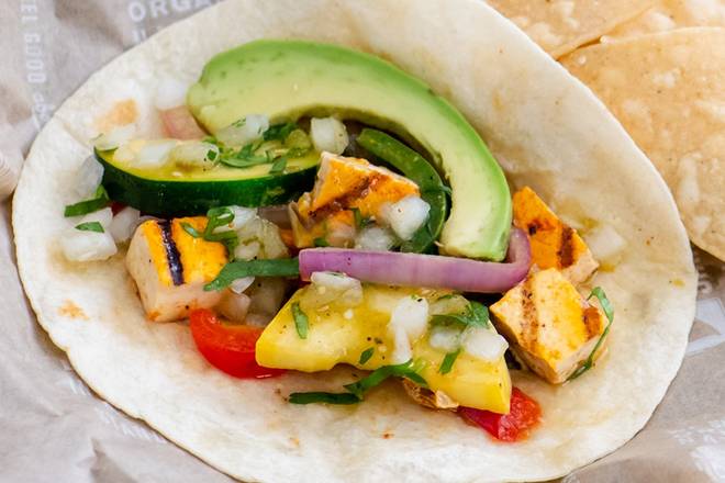 Order Organic Tofu & Veggie Taco food online from Sharkys Woodfired Grill Mexican store, Newbury Park on bringmethat.com