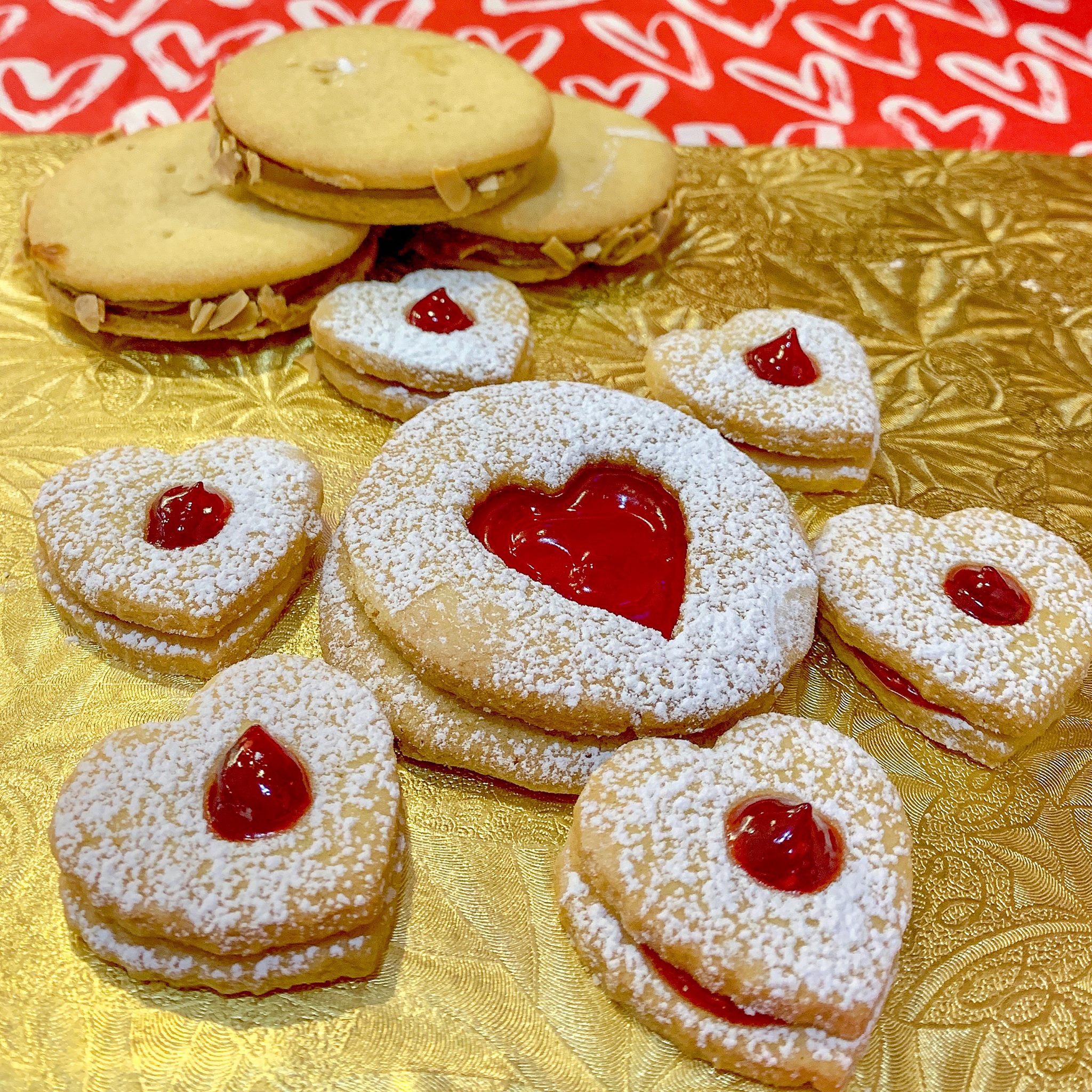 Order Raspberry Linzer Cookie food online from The Mayflower Bakery store, Linthicum Heights on bringmethat.com