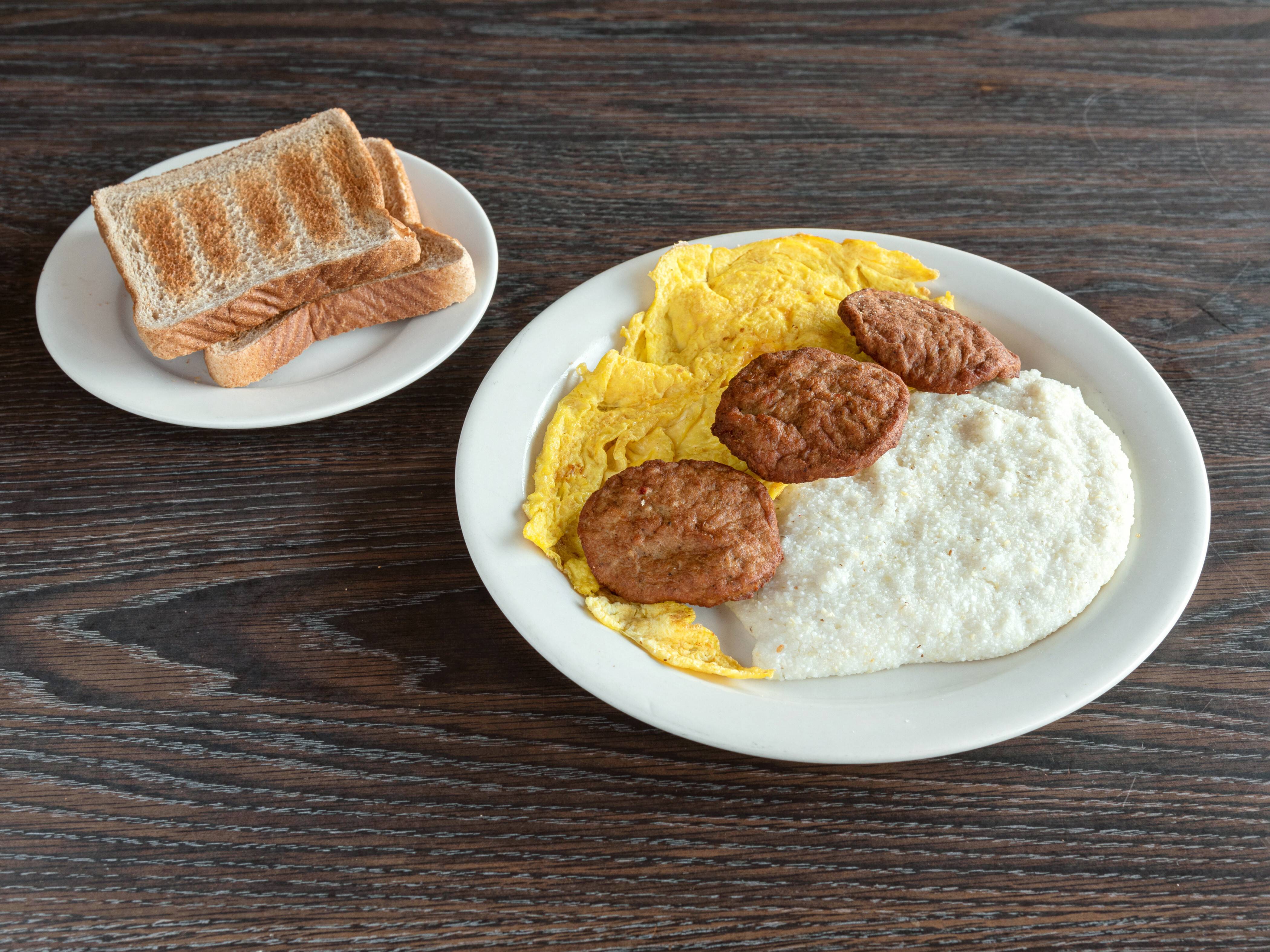 Order #5. Two Eggs and Turkey Sausage homefries or grits food online from Brothers deli restaurant store, Mattapan on bringmethat.com