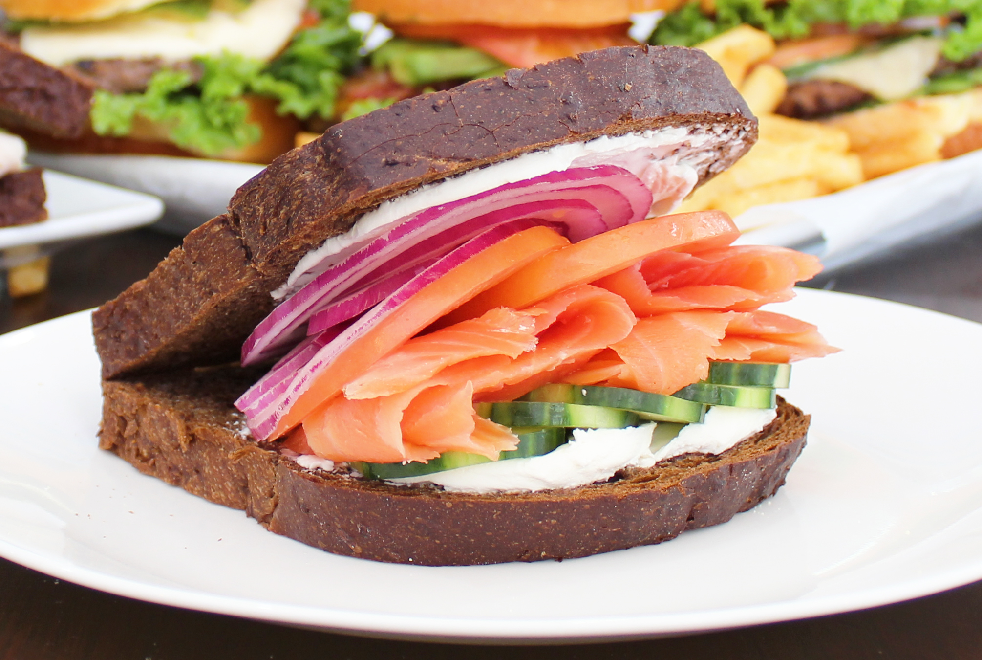 Order M12. Norwegian Smoked Salmon Sandwich food online from Green Cafe store, New York on bringmethat.com
