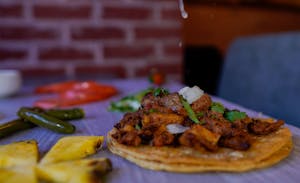 Order Al Pastor (Seasoned Pork with Pineapple) Taco food online from Los Tacos & Desserts store, Chicago on bringmethat.com