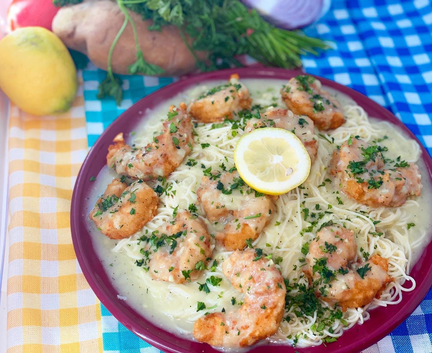 Order Shrimp Scampi - Entree food online from The Grotto Pizzeria store, New York on bringmethat.com