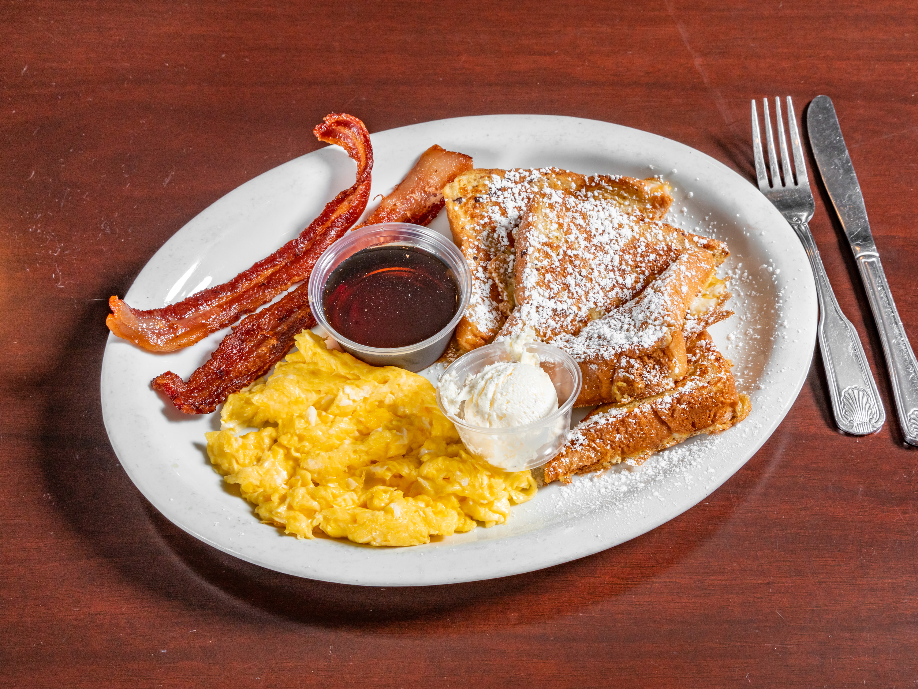 Order French Toast Combo food online from Cappy's Cafe store, Newport Beach on bringmethat.com