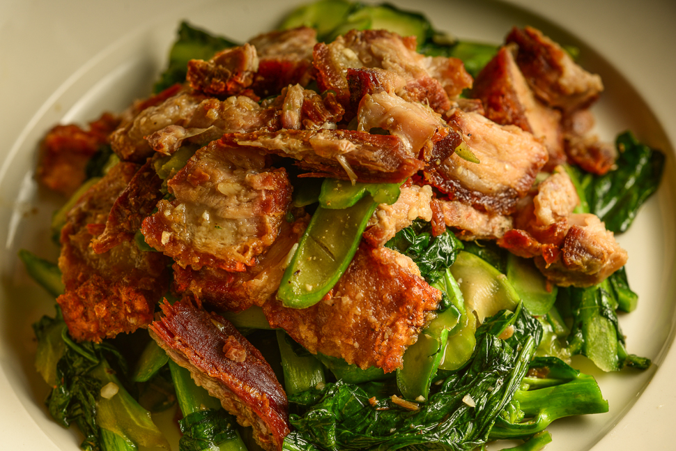 Order Crispy Pork Belly with Chinese Broccoli food online from Galanga store, New York on bringmethat.com