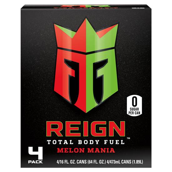 Order Reign Performance Drink Melon Mania Cans (16 oz x 4 ct) food online from Rite Aid store, DAYTON on bringmethat.com