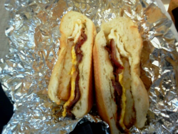 Order Egg with Meat and Cheese Sandwich food online from New York Bagels store, Yonkers on bringmethat.com