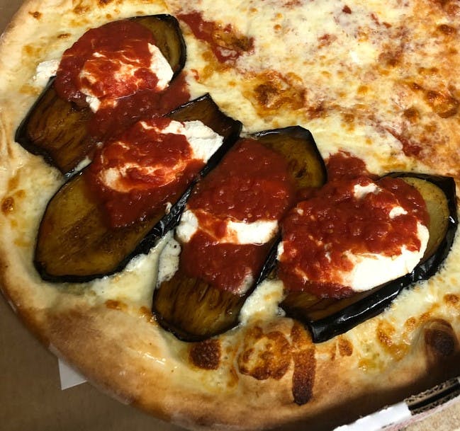 Order Eggplant Pizza - Personal 10" food online from Pinas Pizza Iii store, Doylestown on bringmethat.com