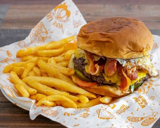 Order Cluck, Oink and Moo Burger + Fries food online from Burgers And Shakes store, Old Bridge Township on bringmethat.com