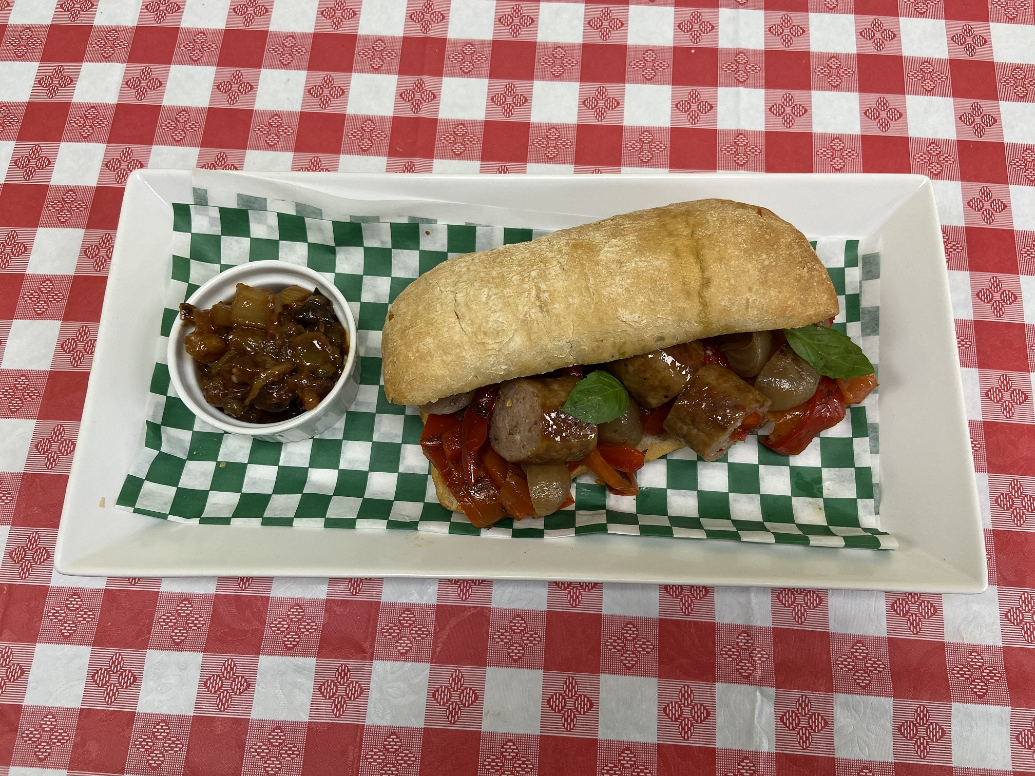 Order Sausage and Peppers Hot Panini food online from Dolce Vita store, Mesa on bringmethat.com