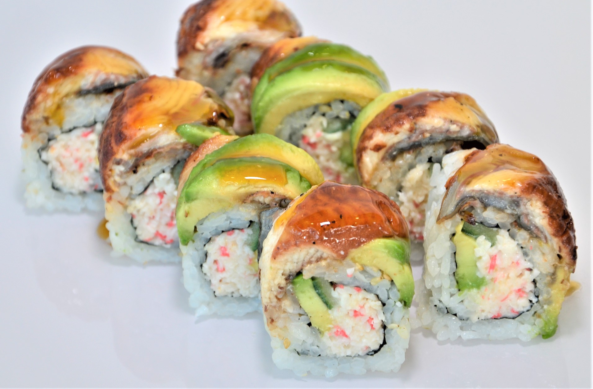 Order Dragon Roll food online from Roll It Sushi store, Newport Beach on bringmethat.com