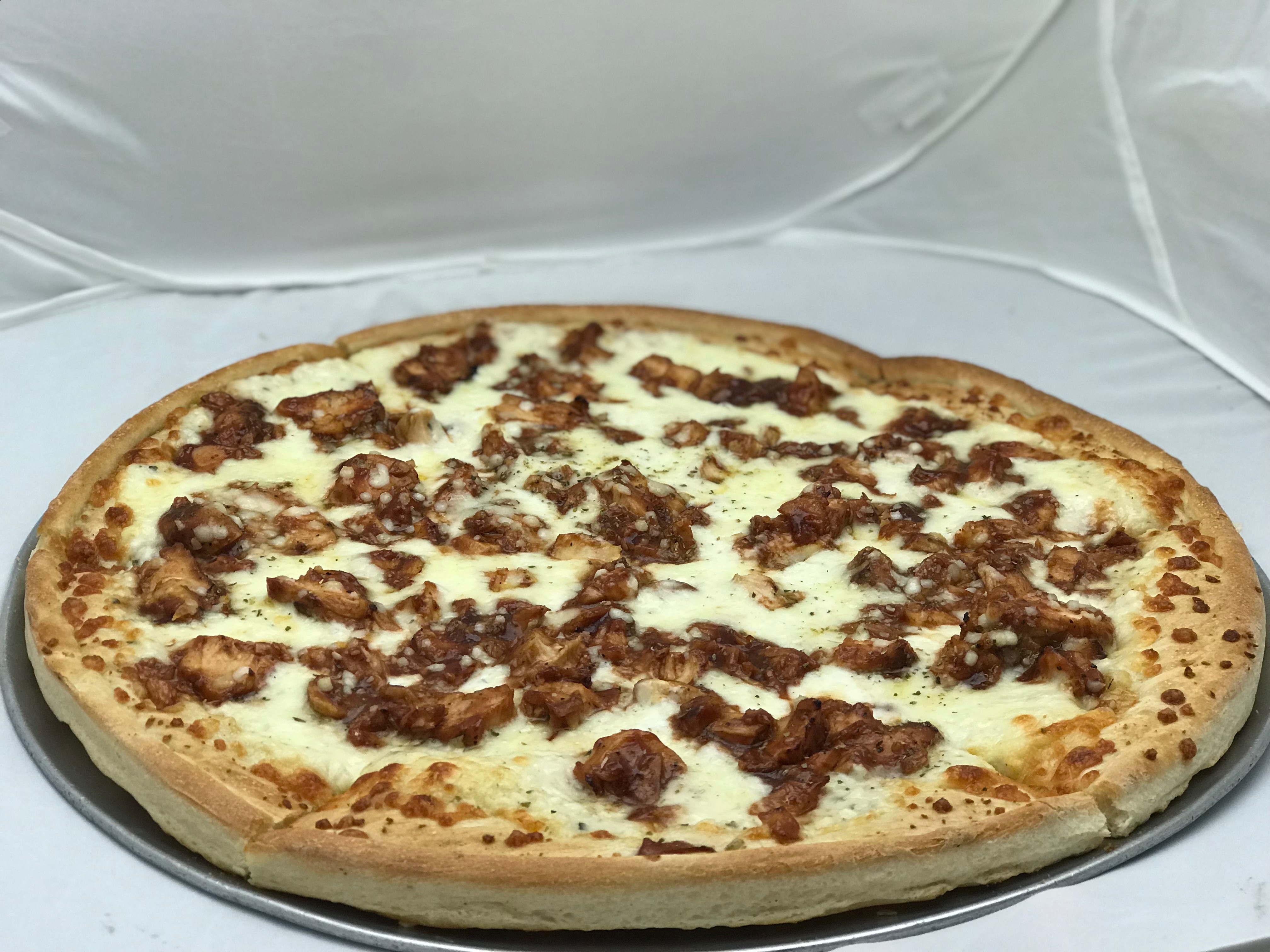 Order BBQ Chicken Pizza food online from Boston House of Pizza store, Roslindale on bringmethat.com