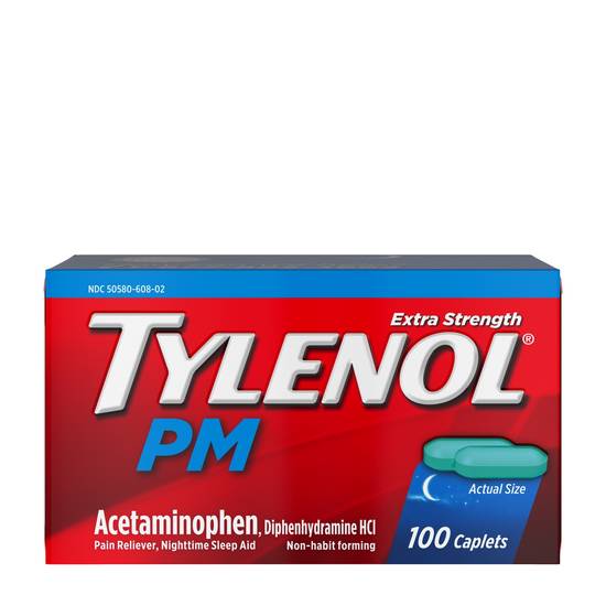 Order Tylenol PM Extra Strength Pain Reliever & Sleep Aid Caplets (100 ct) food online from Rite Aid store, Sandusky County on bringmethat.com