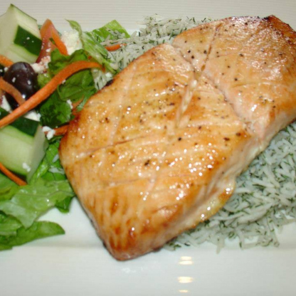 Order Salmon Plate food online from Mediterranean cafe store, San Diego on bringmethat.com