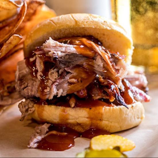 Order Pulled Pork Sandwich with 1 Side food online from Dixie Q store, Brookhaven on bringmethat.com