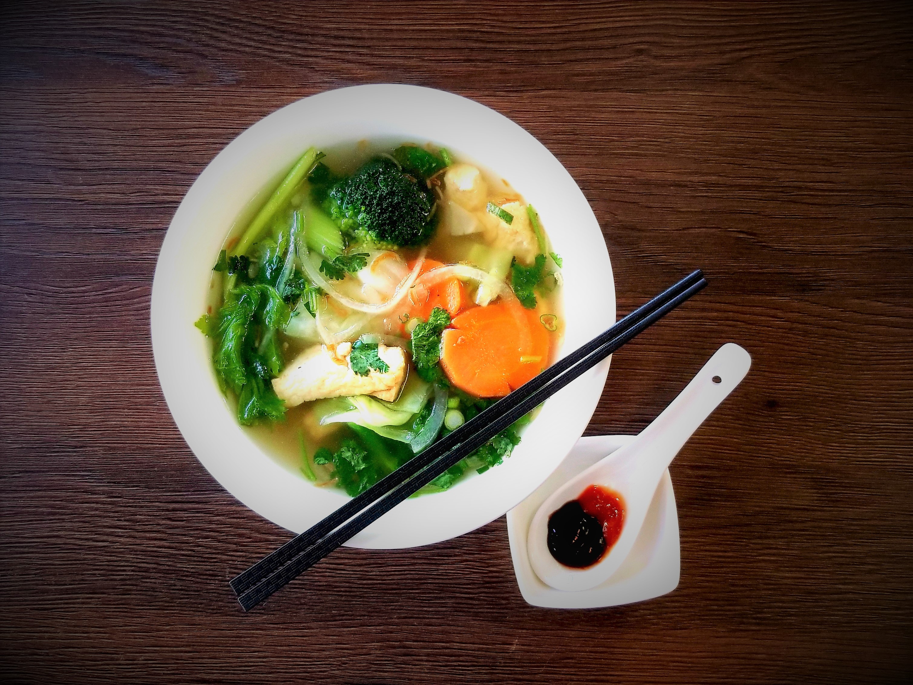 Order 40. Veggie Noodle Soup food online from Home Kitchen store, Santa Clara on bringmethat.com
