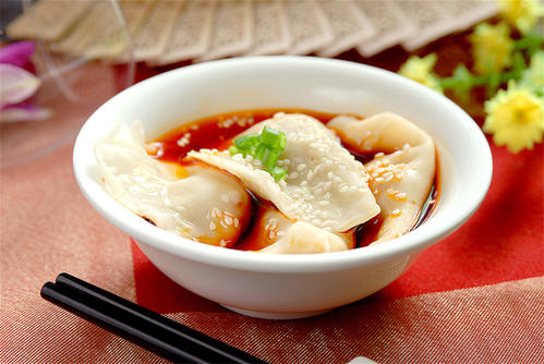 Order Dumplings with Chili Oil (6) 钟水饺 food online from DJ Kitchen store, Philadelphia on bringmethat.com