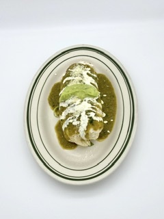 Order 55. Green Salsa Burrito food online from Tacos Y Jugos Genesis store, Elmhurst on bringmethat.com