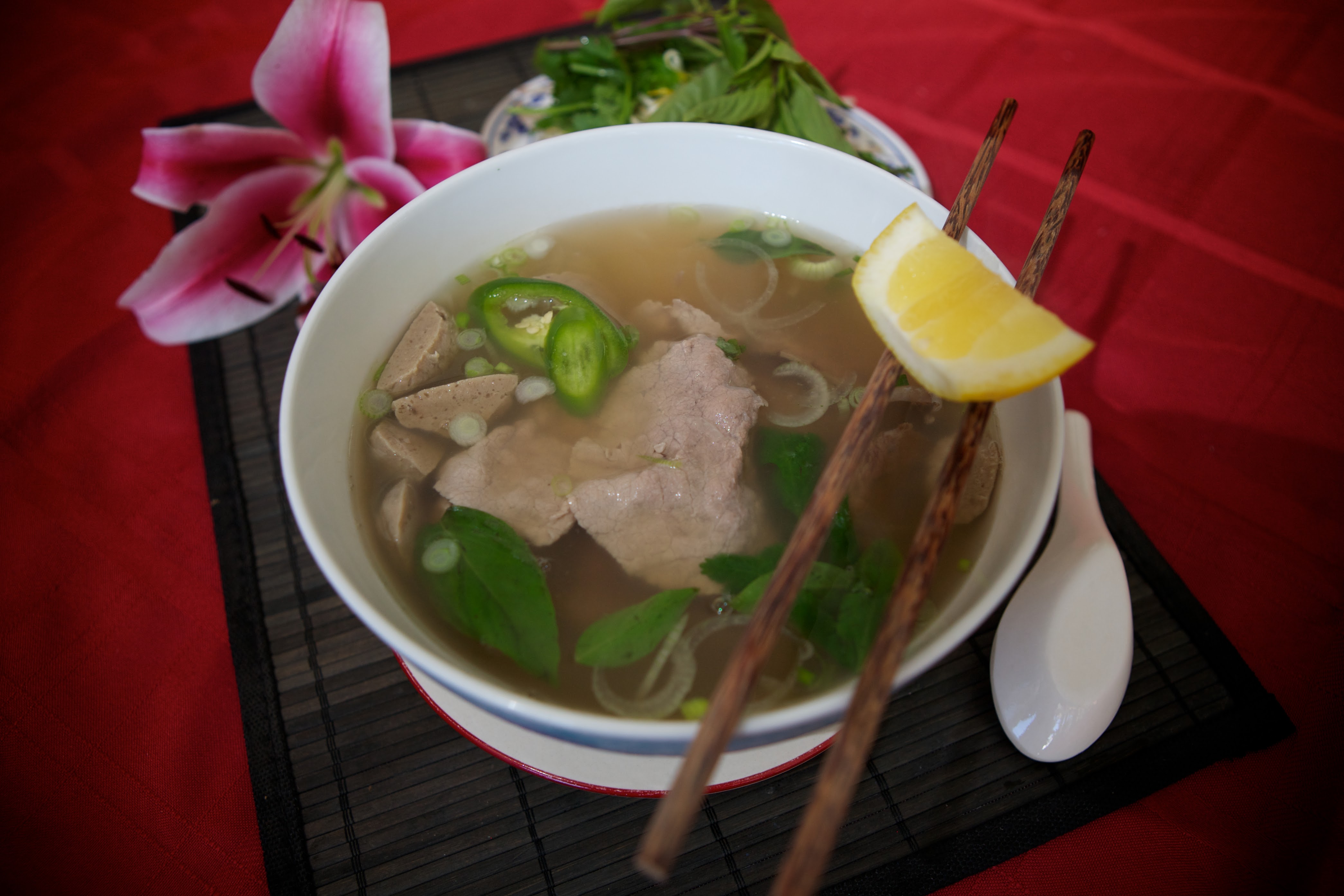 Order 16. Thinly Sliced Beef Soup food online from Le Paradis store, hayward on bringmethat.com