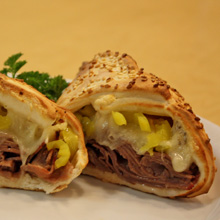 Order Roast Beef Hot Hat (Calzone type sandwich) food online from Straw Hat Pizza store, Santa Maria on bringmethat.com