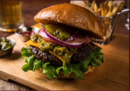 Order Green Chile Cheese Burger food online from Great American Steakhouse store, Anthony on bringmethat.com