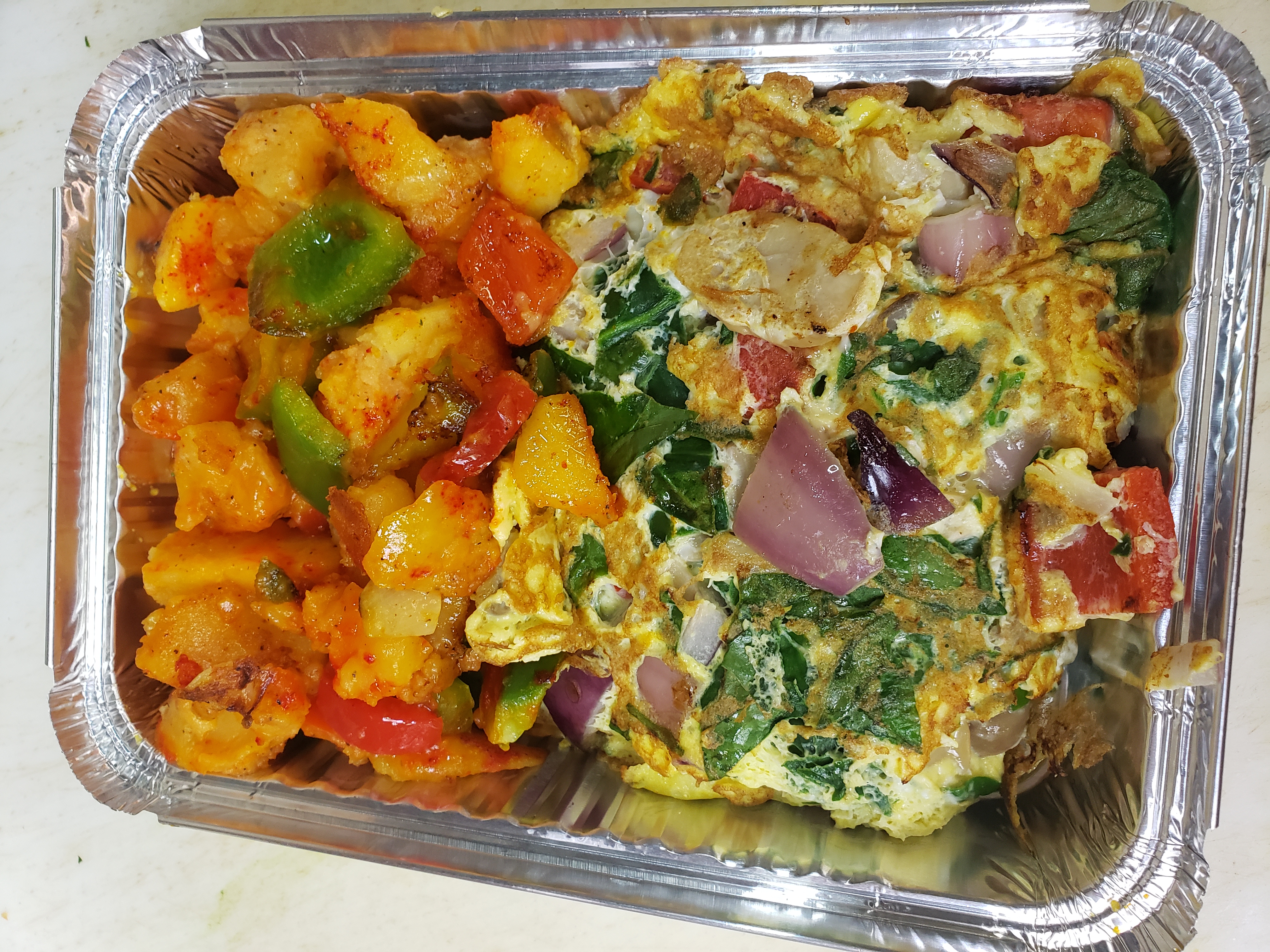 Order Spinach mushroom omelet with home fries  food online from S. Gardens Deli store, Springfield Gardens on bringmethat.com