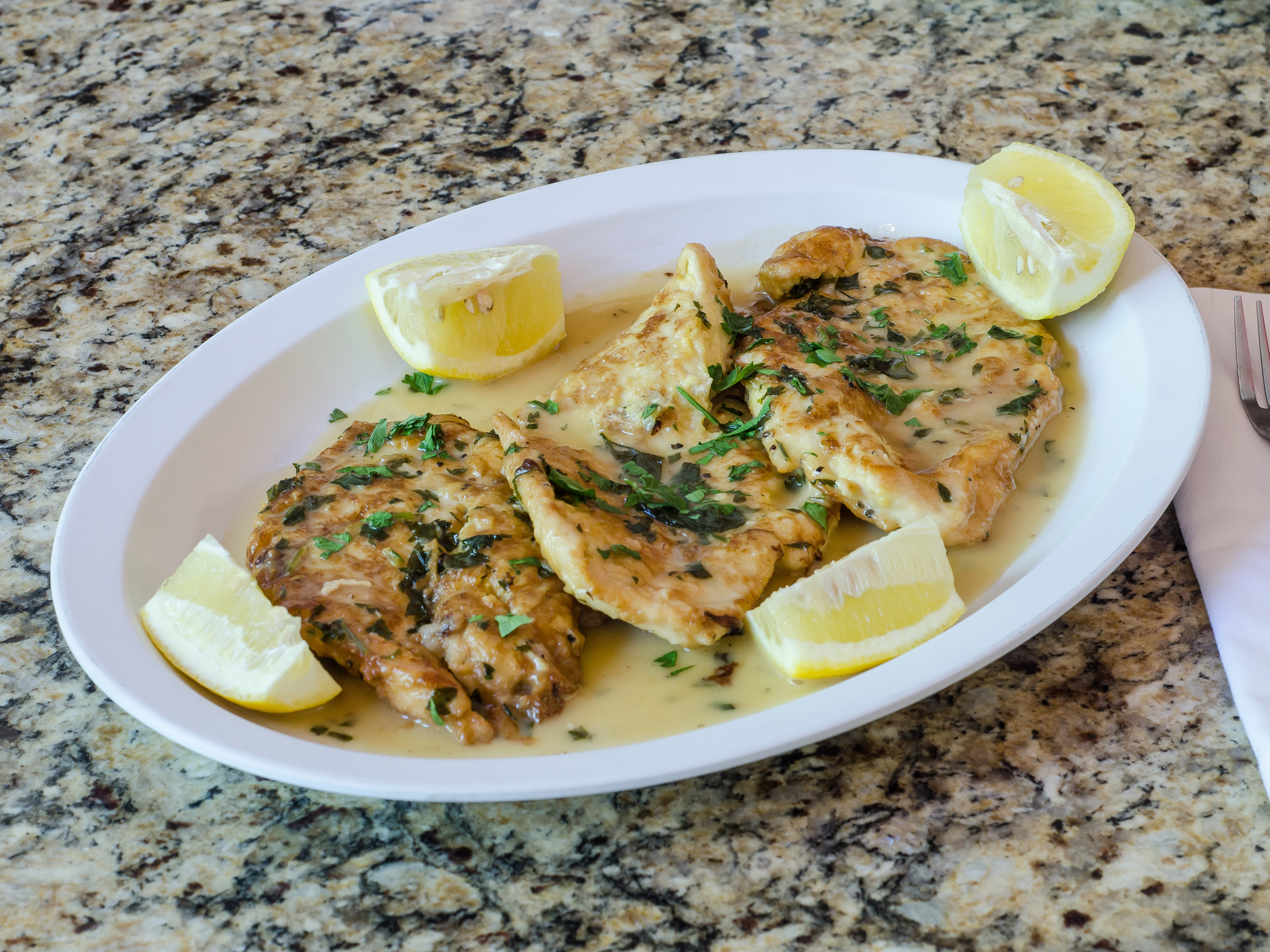 Order Chicken Francese Dinner food online from Pizzarelli's Pizza store, Scarsdale on bringmethat.com