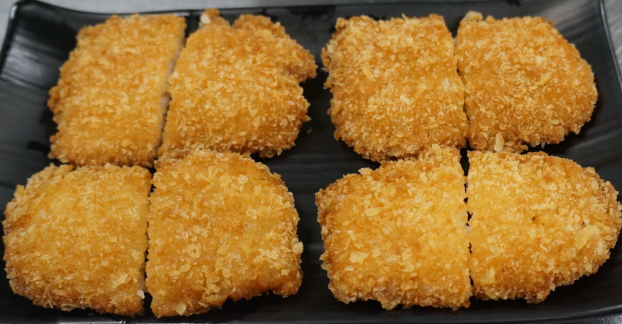 Order 4 Piece Fried Coconut Flounder Fish Fillet food online from Spicy Factory store, Burlingame on bringmethat.com