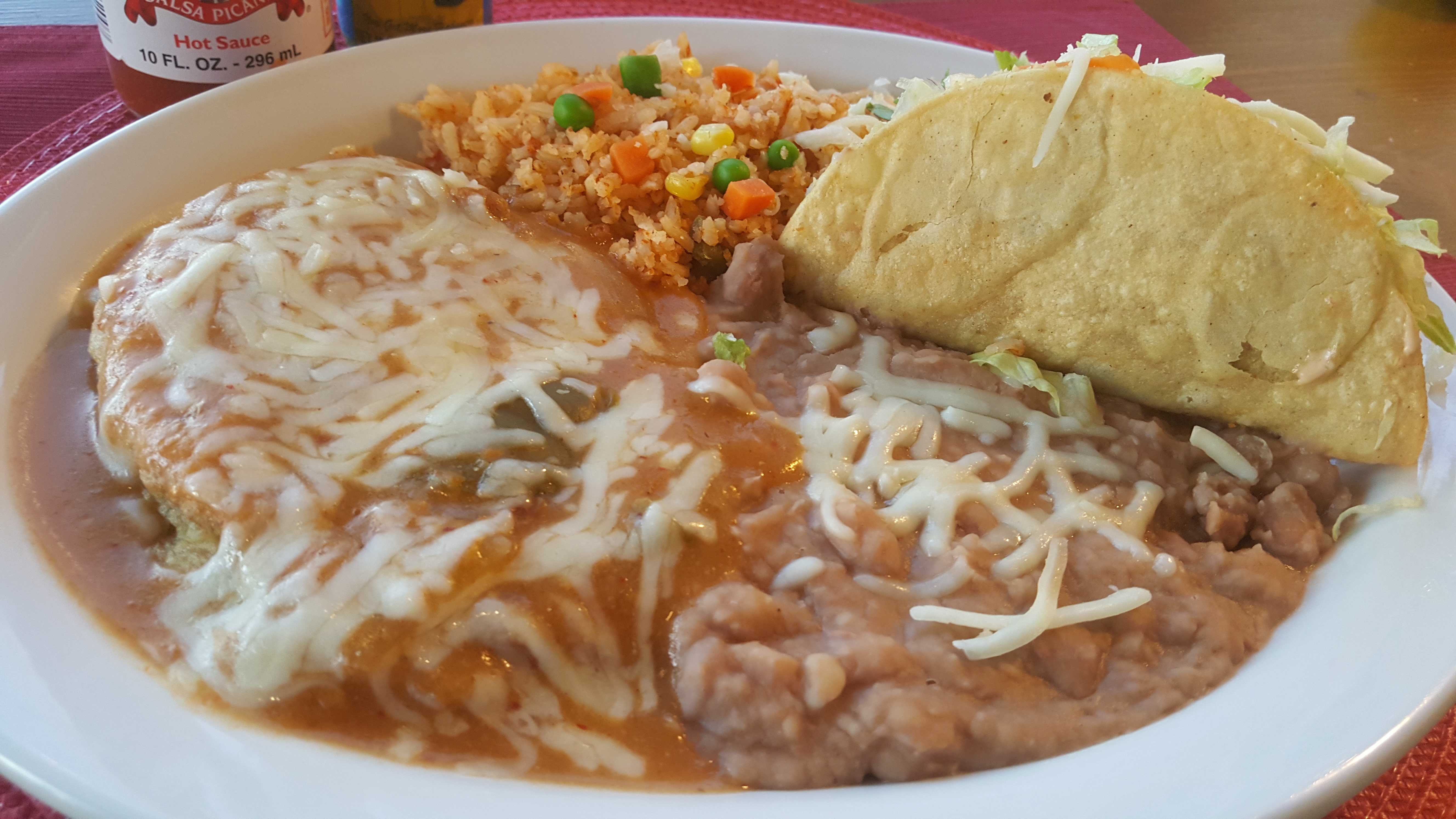 Order Taco and Chile Relleno Plate food online from Ruben Mariscos & Mexican Grill store, Apple Valley on bringmethat.com