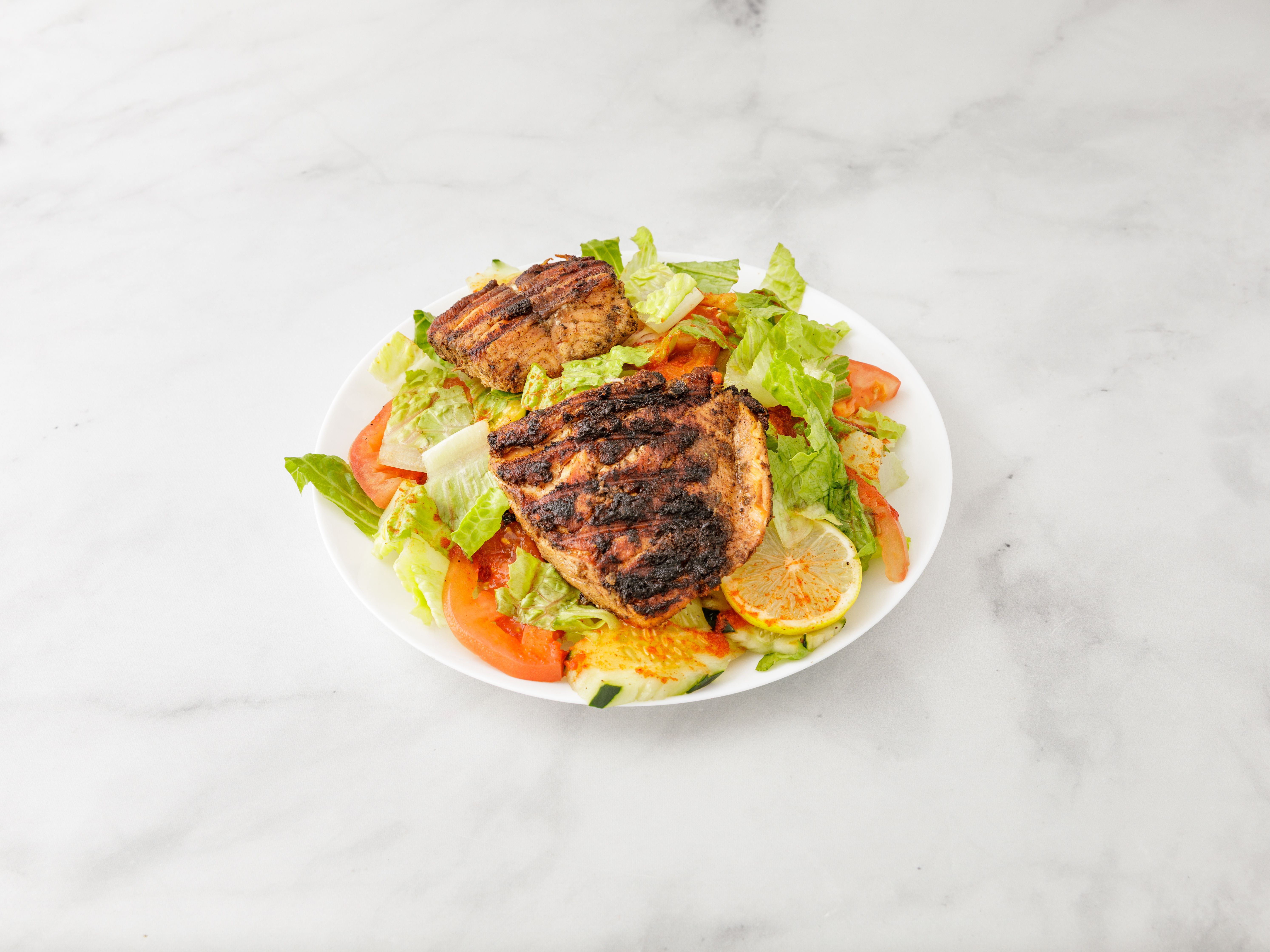 Order Jerk Salmon Salad food online from Gt Kingston Restaurant And Bar store, South Ozone Park on bringmethat.com