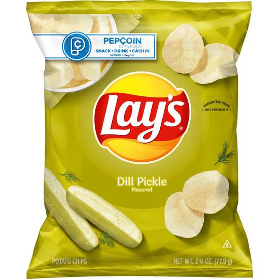 Order Lay's Potato Chips Dill Pickle Flavor food online from Deerings Market store, Traverse City on bringmethat.com