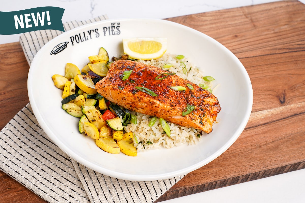 Order Grilled Norwegian Salmon food online from Polly's Pies Restaurant & Bakery store, Norco on bringmethat.com