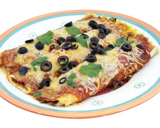 Order Tri Tip Enchiladas, 3 ct. food online from Lucky California store, Danville on bringmethat.com