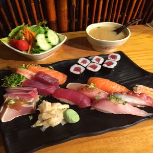 Order Sushi and Sashimi Combo (18 Pieces) food online from Bleu Monkey Cafe store, Syracuse on bringmethat.com