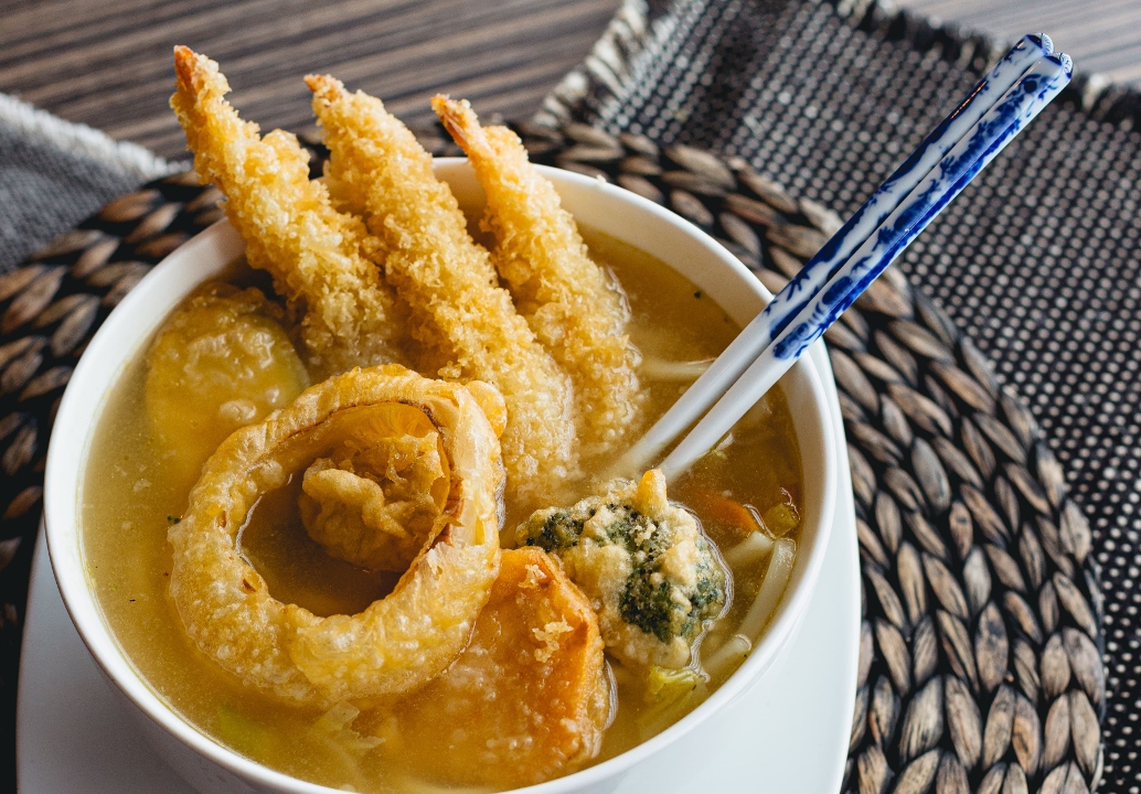 Order Tempura Udon Soup (C) food online from Ichiban Japanese Bistro store, Sterling Heights on bringmethat.com