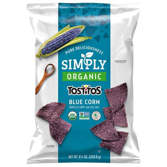 Order Tostitos Simply Organic Tortilla Chips Blue Corn with Sea Salt (8.25 oz) food online from Rite Aid store, Eugene on bringmethat.com