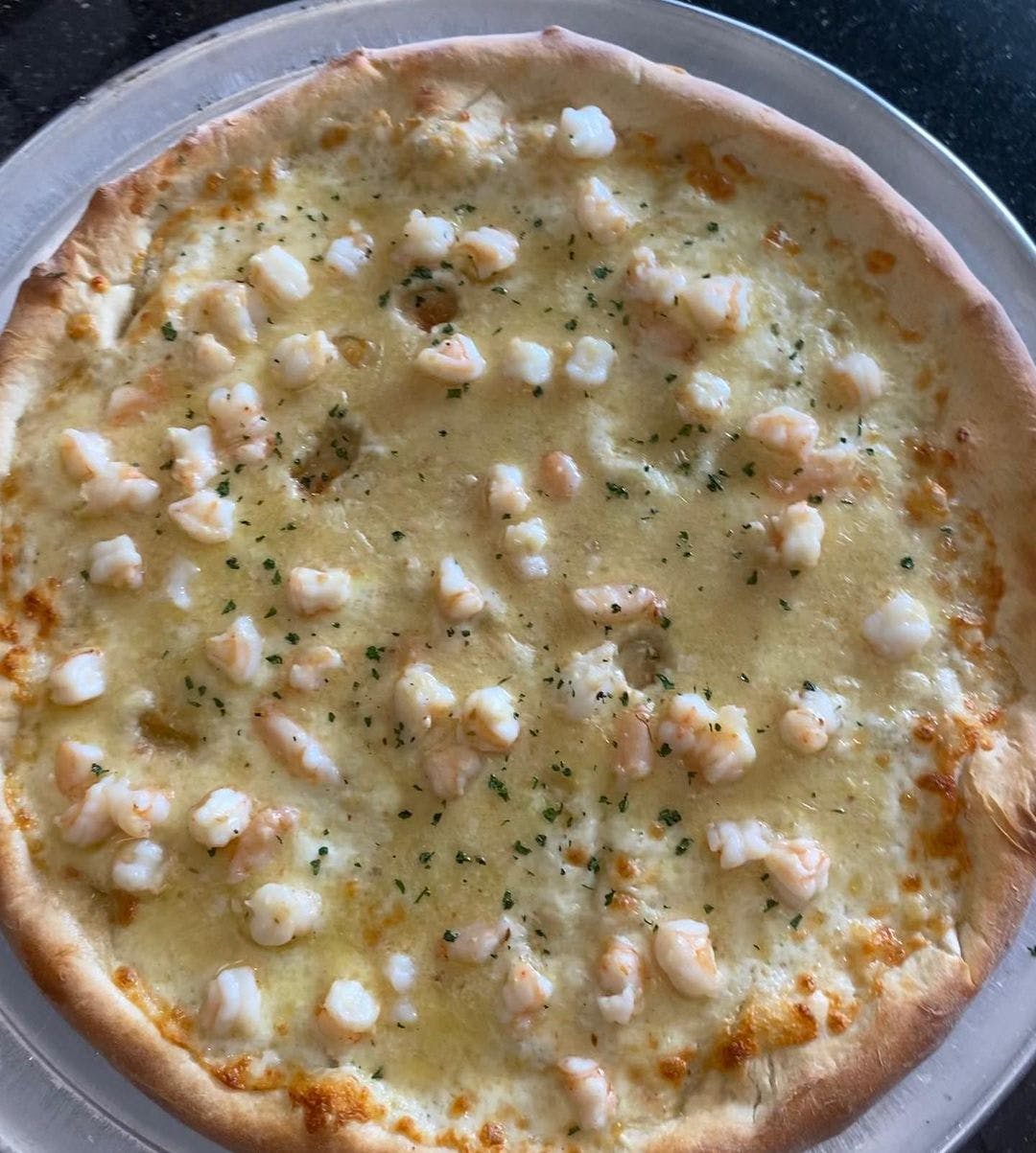 Order Shrimp Scampi Pizza - Personal 10'' food online from Dolce Pizzeria & Restaurant store, Fords on bringmethat.com