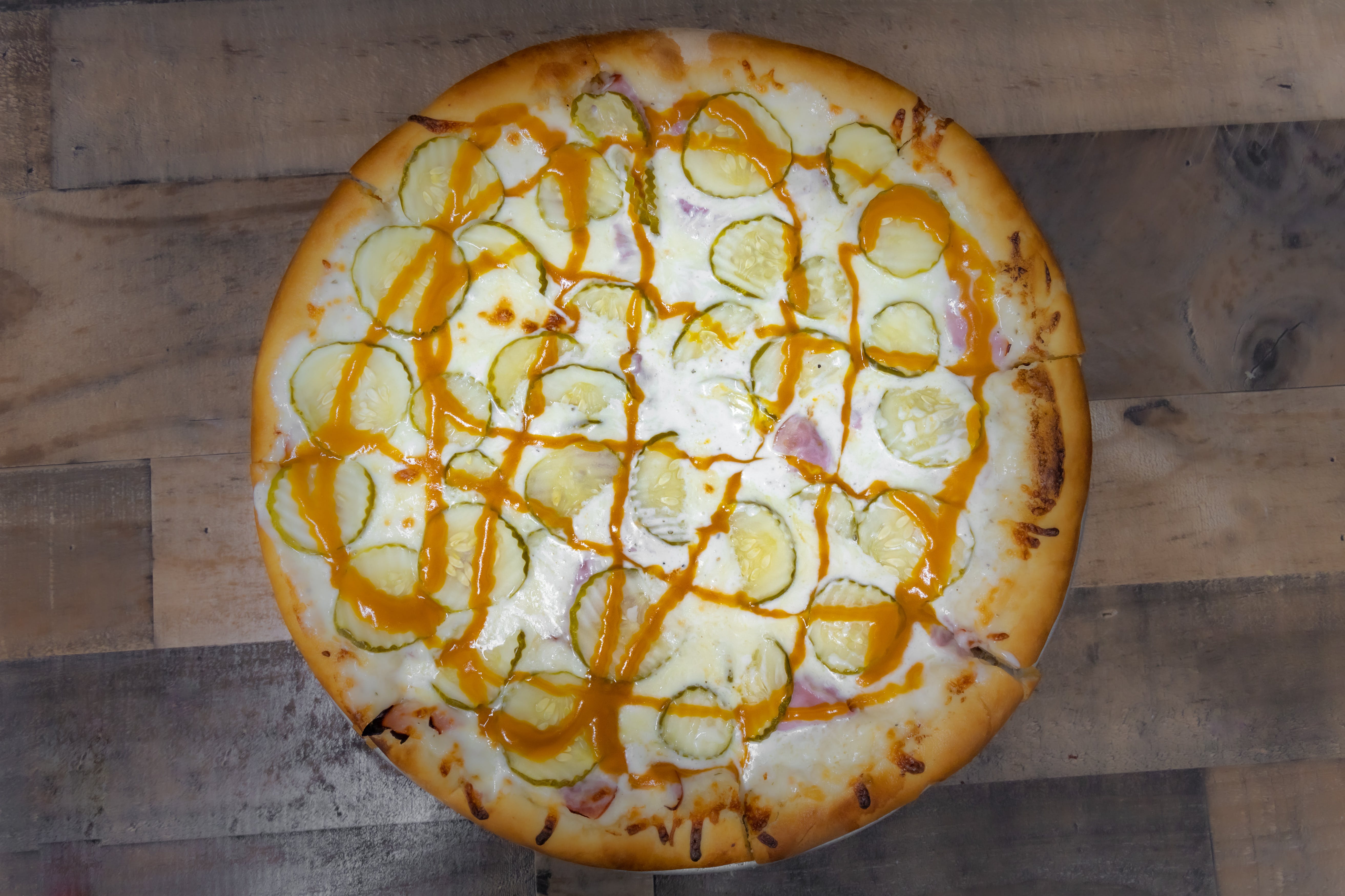 Order Dill Pickle Pizza - 8" Personal food online from Fabiano's Grocery & Deli store, Grand Ledge on bringmethat.com