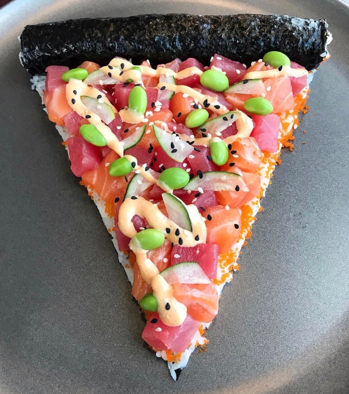 Order Poke Pizza (Tuna/Salmon) food online from Wave Asian Bistro & Sushi store, Mount Dora on bringmethat.com