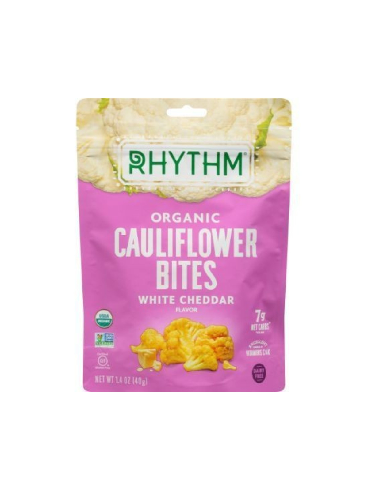 Order Rhythm Superfoods White Cheddar Cauliflower Bites (1.4 oz) food online from Stock-Up Mart store, Minneapolis on bringmethat.com