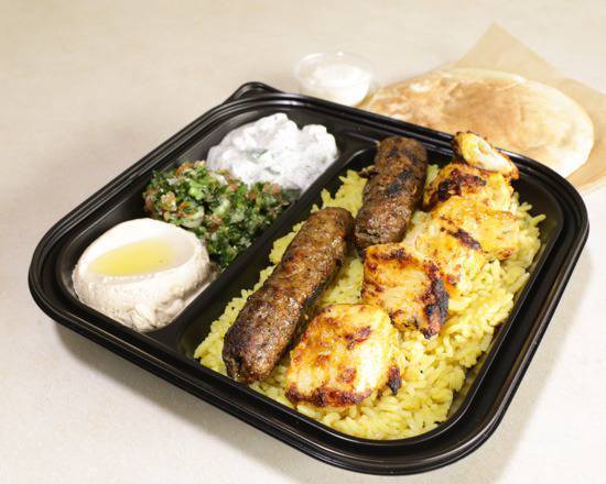 Order 2 Protein Plate food online from Zaky Mediterranean Grill store, Ontario on bringmethat.com