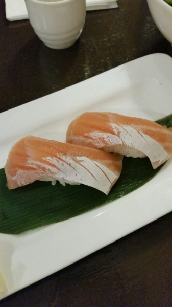Order Sake Toro Nigiri food online from Arashi Sushi store, San Francisco on bringmethat.com